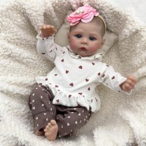 18-inch realistic newborn baby girl doll Mia with soft body, hand-painted features, and lifelike facial expression.