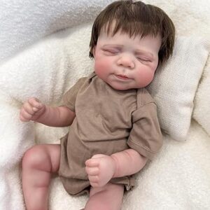 18-inch reborn vinyl baby boy doll Ethan with soft body, hand-painted details, and lifelike newborn expression.